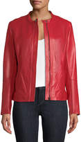 Thumbnail for your product : Neiman Marcus Perforated Zip-Front Leather Jacket