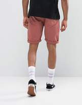 Thumbnail for your product : ASOS Design Tall Slim Denim Shorts In Burgundy With Thigh Rip