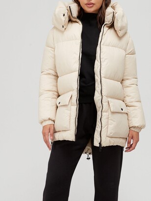 HUGO BOSS High Neck Padded Coat - Beige - ShopStyle