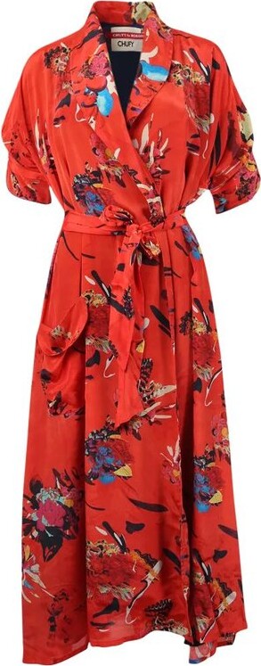 CHUFY Floral Belted Midi Dress