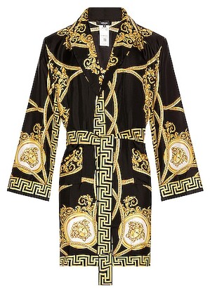 Versace Silk Twill Robe in Black - ShopStyle