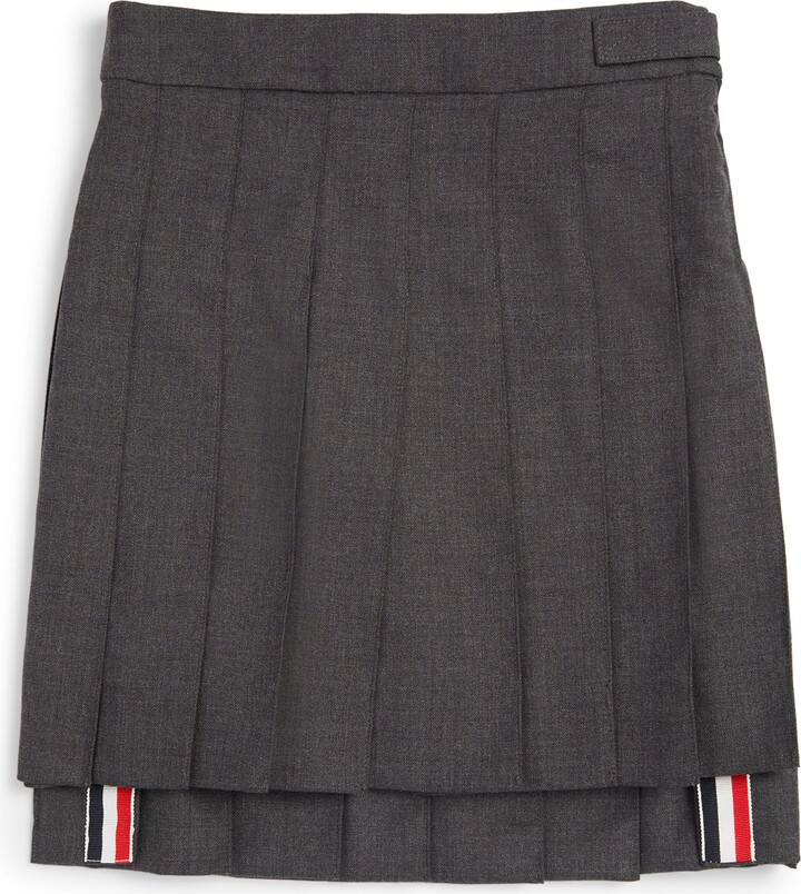 Thom Browne Kids Wool Pleated Skirt