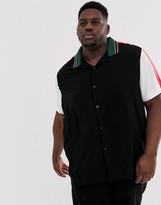 Thumbnail for your product : ASOS DESIGN Plus regular fit 90s style viscose shirt with rib collar & cuffs in black