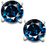 Thumbnail for your product : Macy's 14k White Gold Earrings, Treated Blue Diamond Stud Earrings (1/2 ct. t.w.)