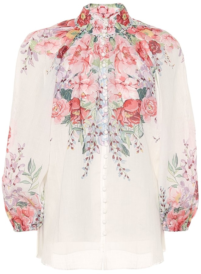 Zimmermann Bellitude floral ramie blouse - ShopStyle Long Sleeve Tops