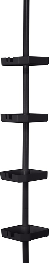NeverRust Aluminum Tension Pole Corner Shower Caddy in Matte Black