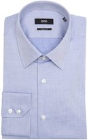 Thumbnail for your product : HUGO BOSS medium blue chainlink pattern cotton point collar dress shirt