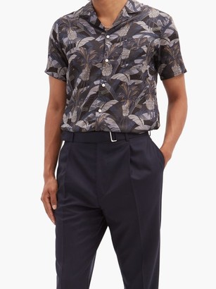 Officine Generale Dario Short-sleeved Tropical-print Cotton Shirt - Tan Multi