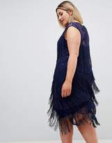 Thumbnail for your product : ASOS Curve DESIGN Curve fringe & sequin sheer midi dress