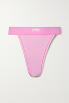Thumbnail for your product : SKIMS Cotton Collection Ribbed Cotton-blend Jersey Thong - Bubblegum