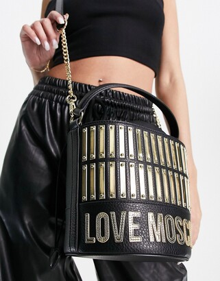 moschino black bucket bag