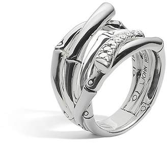 John Hardy Women's Sterling Silver Bamboo Diamond Pavé Wide Ring