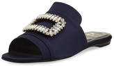 Thumbnail for your product : Roger Vivier Strass Buckle Satin Slide, Navy