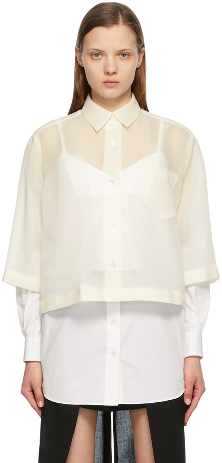 white organza button down