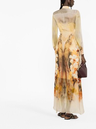 Alberta Ferretti Waterflower-print chiffon dress