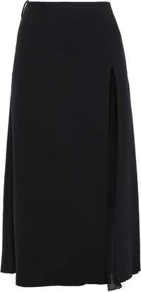 Carolina Herrera Silk Georgette-paneled Stretch Wool-crepe Midi Skirt