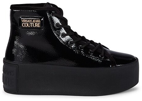 Versace Jeans Couture Linea Fondo High-Top Patent Leather Flatform Sneakers  - ShopStyle