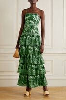 Thumbnail for your product : Alice + Olivia Valencia Tiered Floral-print Cotton Maxi Dress - Green