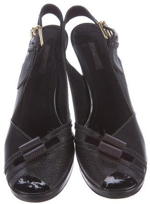 Louis Vuitton Leather Peep-Toe Slingback Sandals