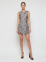 Thumbnail for your product : Versace Prince Of Wales Mini Dress W/Roses