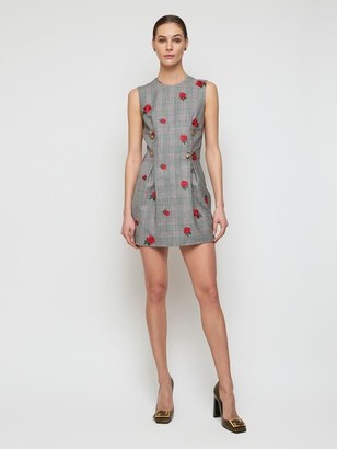 Versace Prince Of Wales Mini Dress W/Roses