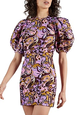Ted Baker Made in Britain Printed Puff Sleeve Silk Dress - ShopStyle