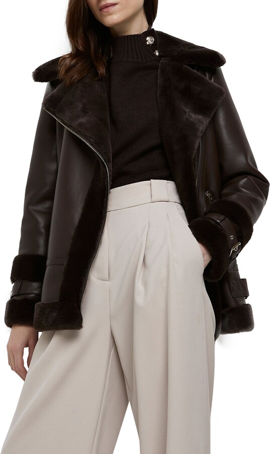 oversized shearling biker jacket