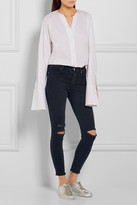 Thumbnail for your product : J Brand Distressed Mid-rise Skinny Jeans - Dark denim