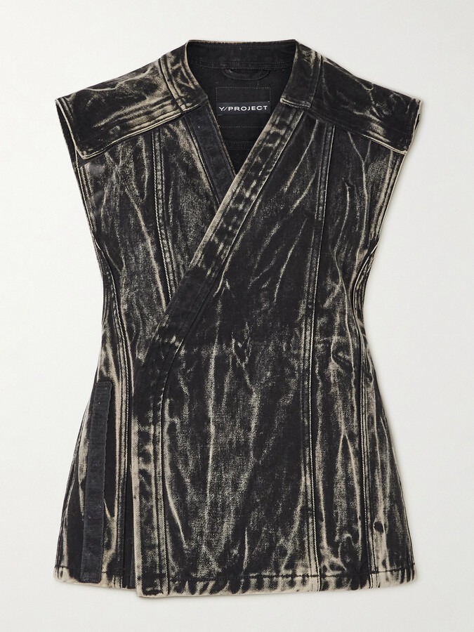 Y/Project Bleached Denim Vest - Black
