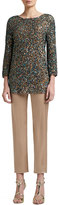 Thumbnail for your product : St. John Liquid Satin Side Zip Cropped Emma Pants, New Camel