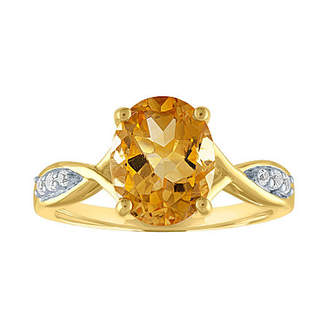 Fine Jewelry Womens Genuine Yellow Citrine 14K Gold Over Silver Cocktail Ring No Color Family