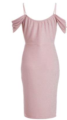 Quiz Rose Pink Cold Shoulder Midi Dress