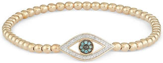 Wrapped wrappedandtrade; Diamond Evil Eye Stretch Bead Bracelet (1/6 ct. t.w.) in 14k Gold Over Sterling Silver, Created for Macy's