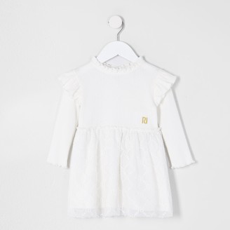 river island boucle shift dress in ivory