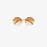 Thumbnail for your product : Chloé Eyewear Eyewear gold metallic rosie hexagon sunglasses