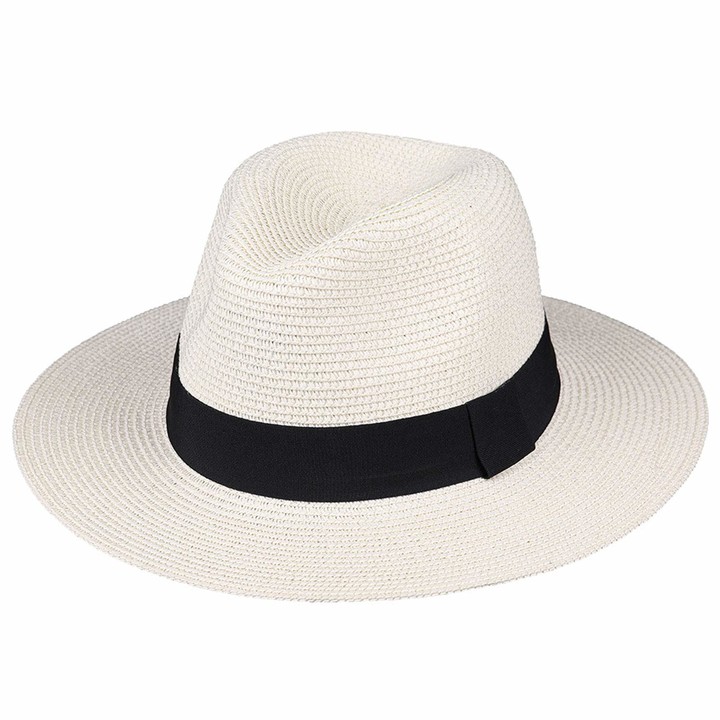 CHOSERL Women Wide Brim Straw Panama Roll up Hat Leopard Belt Fedora Hats Beach Summer UPF50 Sun Hat