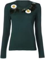 Thumbnail for your product : Oscar de la Renta flower and fringe embroidered sweater