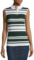 Thumbnail for your product : Frame Sleeveless Rib Striped Mock-Neck Sweater, Spruce/Blanc