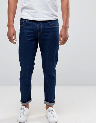 ASOS Stretch Slim Ankle Grazer Jeans In 12.5oz Dark Blue