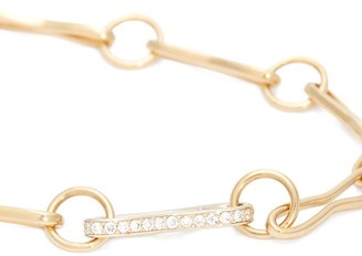 Azlee - 18kt Gold & Diamond-pave Link-chain Bracelet - Gold