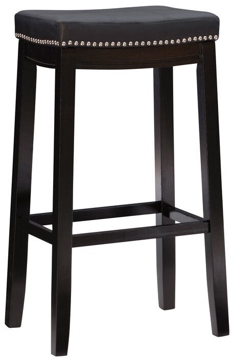 Copper Grove Willamette Backless Black Faux Leather Bar Stool