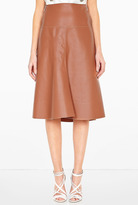 Thumbnail for your product : Sportmax Tobacco Leather Flare Skirt