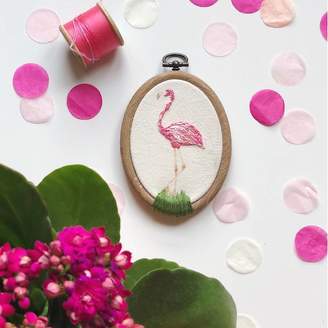 House O'Fellows Flamingo Embroidery Hoop
