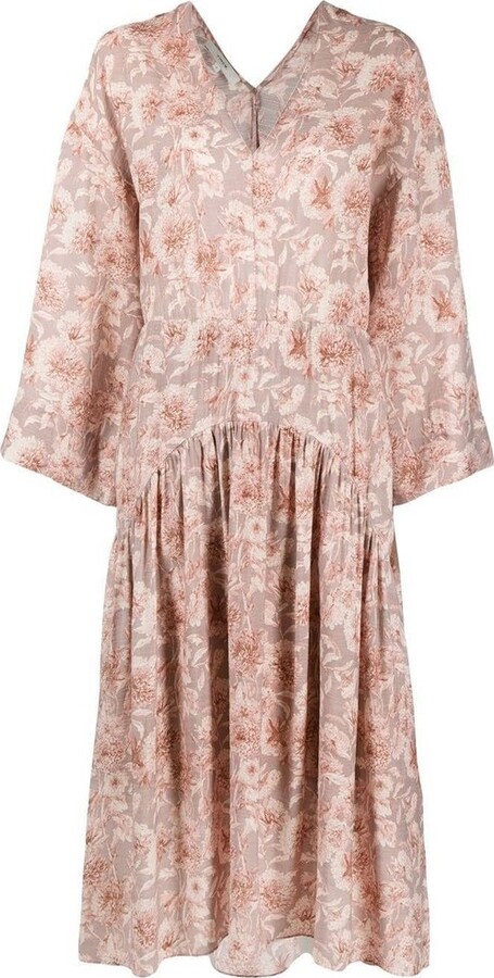 Vince Dahlia Floral-Printed Pleated Dress