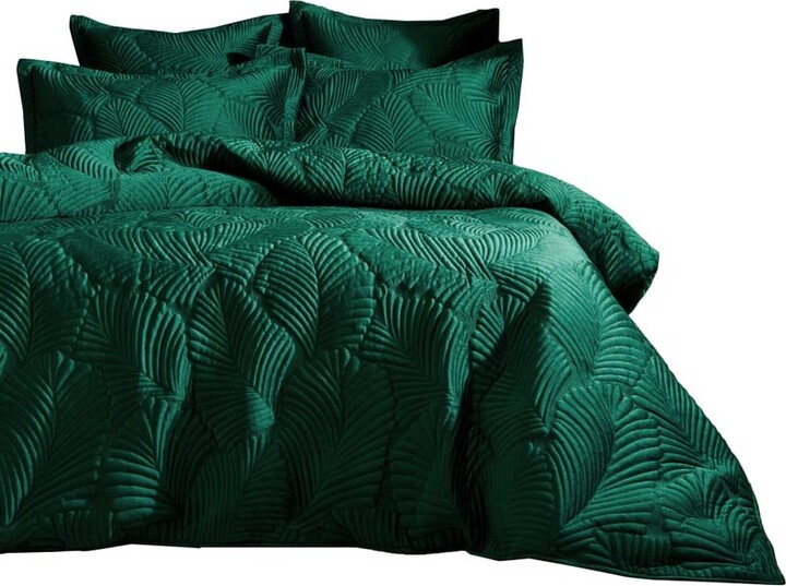 Paoletti Paoletti Palmeria Velvet Quilted Duvet Set (Emerald Green) (King)  (UK - ShopStyle