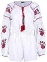 Thumbnail for your product : boohoo Heavily Embroidered Smock Style Playsuit