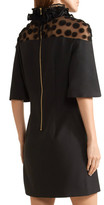Thumbnail for your product : House of Holland Ruffled Crepe And Flocked Tulle Mini Dress - Black