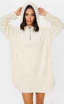 Thumbnail for your product : No Name Noname Cream Borg Zip Neck Hoodie Oversized Jumper Dress