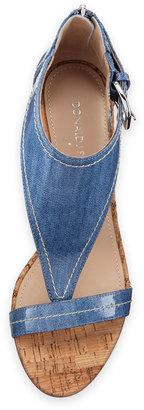 Donald J Pliner June T-Strap Wedge Sandal, Light Blue