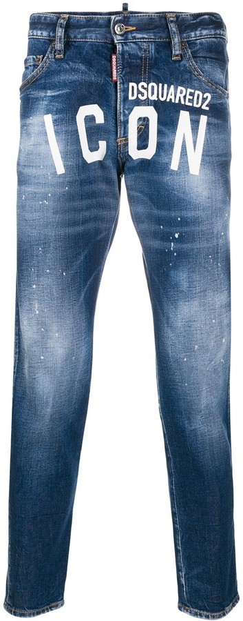 DSQUARED2 ICON logo tapered jeans - ShopStyle
